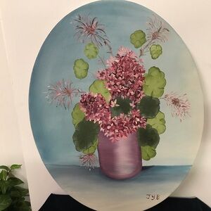 Floral Art Oval Canvas